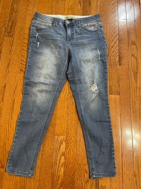 Democracy Women's Faded Blue Skinny Jeans with Distressed Accents